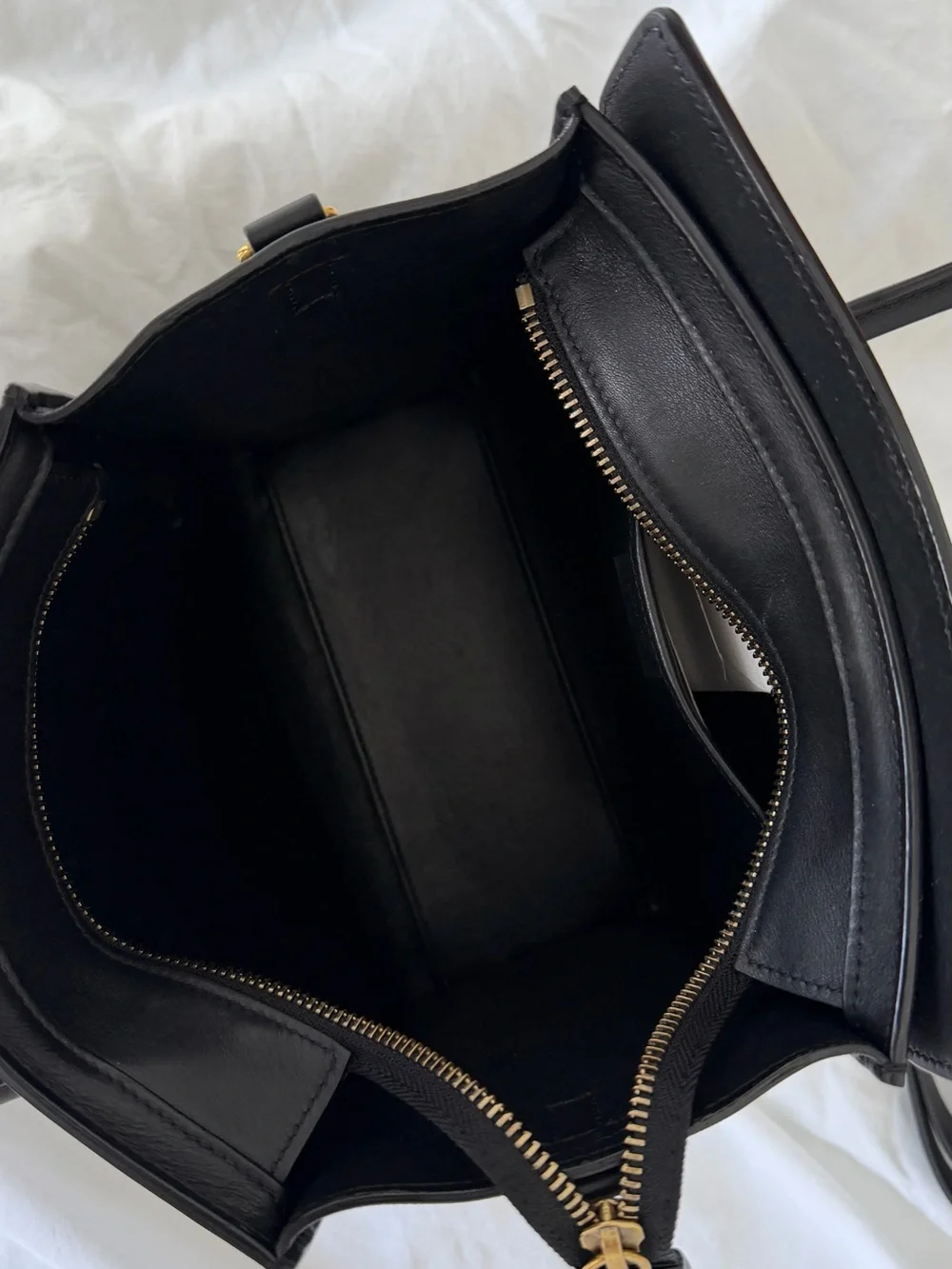 Celine Black Leather Mini Luggage Satchel with Gold Hardware